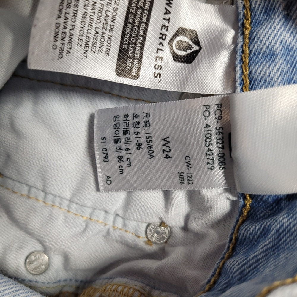 Levi's 501 Premium Cut Off Shorts Womens W24 Blue Button Fly Raw Hem Distressed - Picture 8 of 11